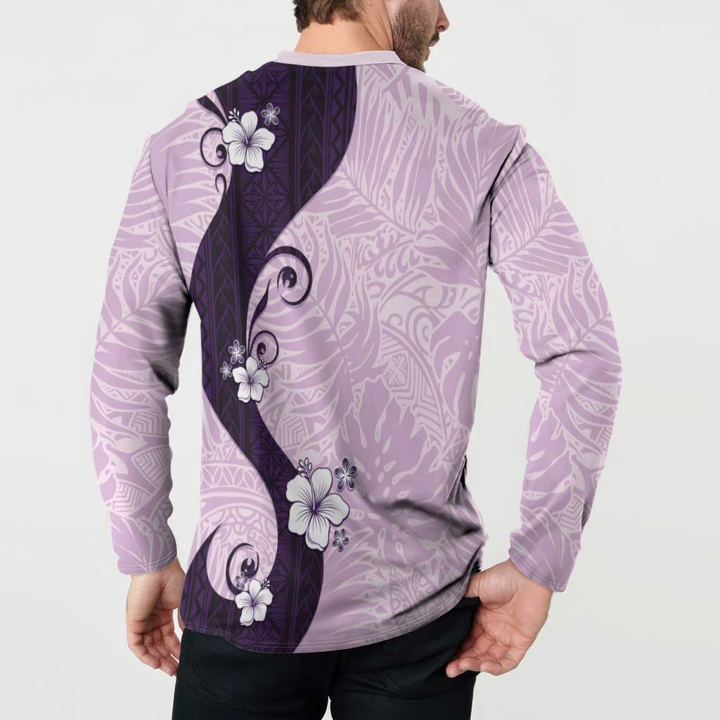 Polynesia Hibiscus Button Sweatshirt Thistle Curve Motif LT05 - Polynesian Pride