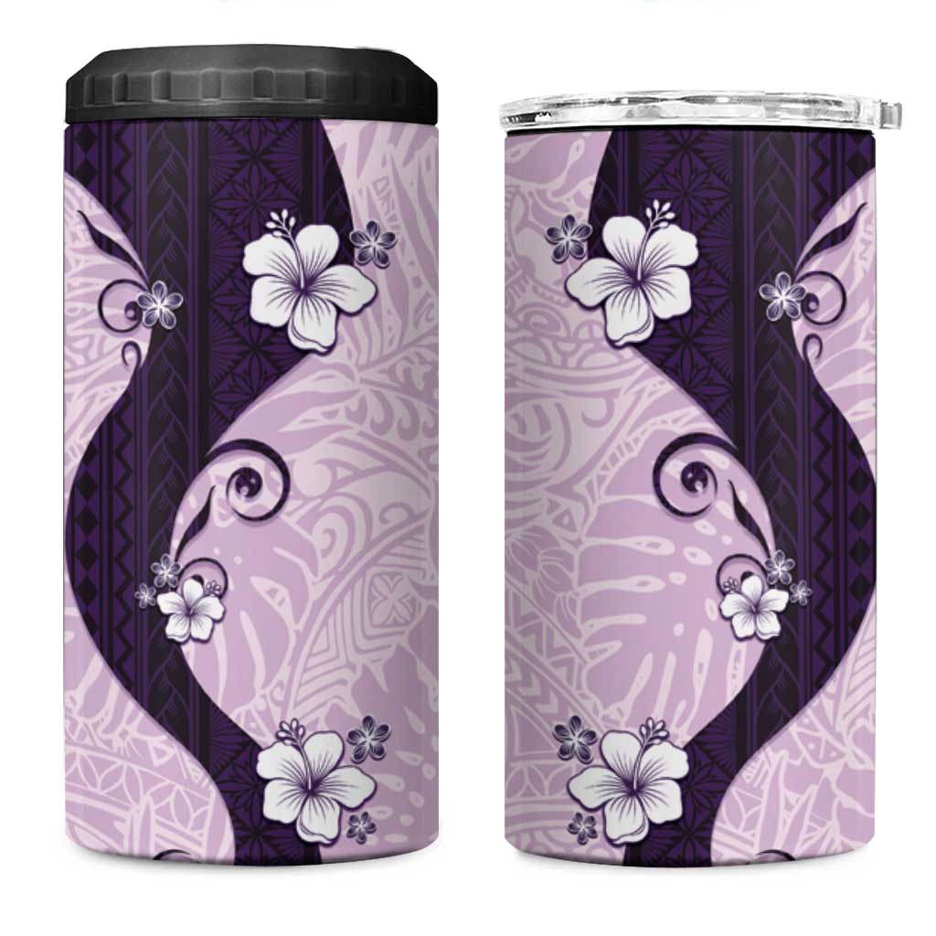 Polynesia Hibiscus 4 in 1 Can Cooler Tumbler Thistle Curve Motif LT05 One Size: 16 oz Purple - Polynesian Pride