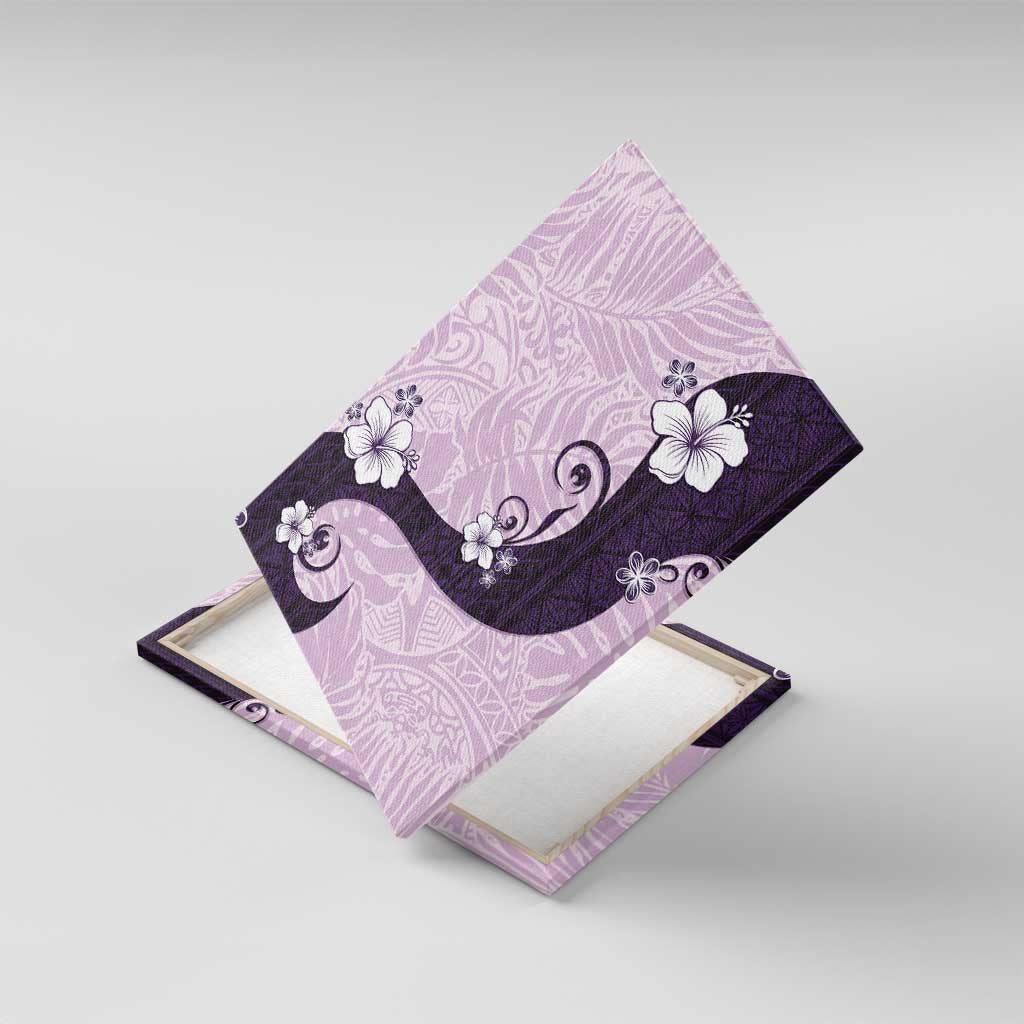 Polynesia Hibiscus Canvas Wall Art Thistle Curve Motif LT05 With Frame Purple - Polynesian Pride