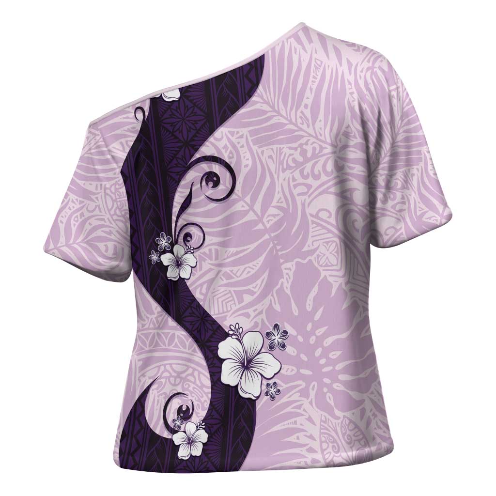 Polynesia Hibiscus Cross Shoulder Shirt Thistle Curve Motif LT05 - Polynesian Pride