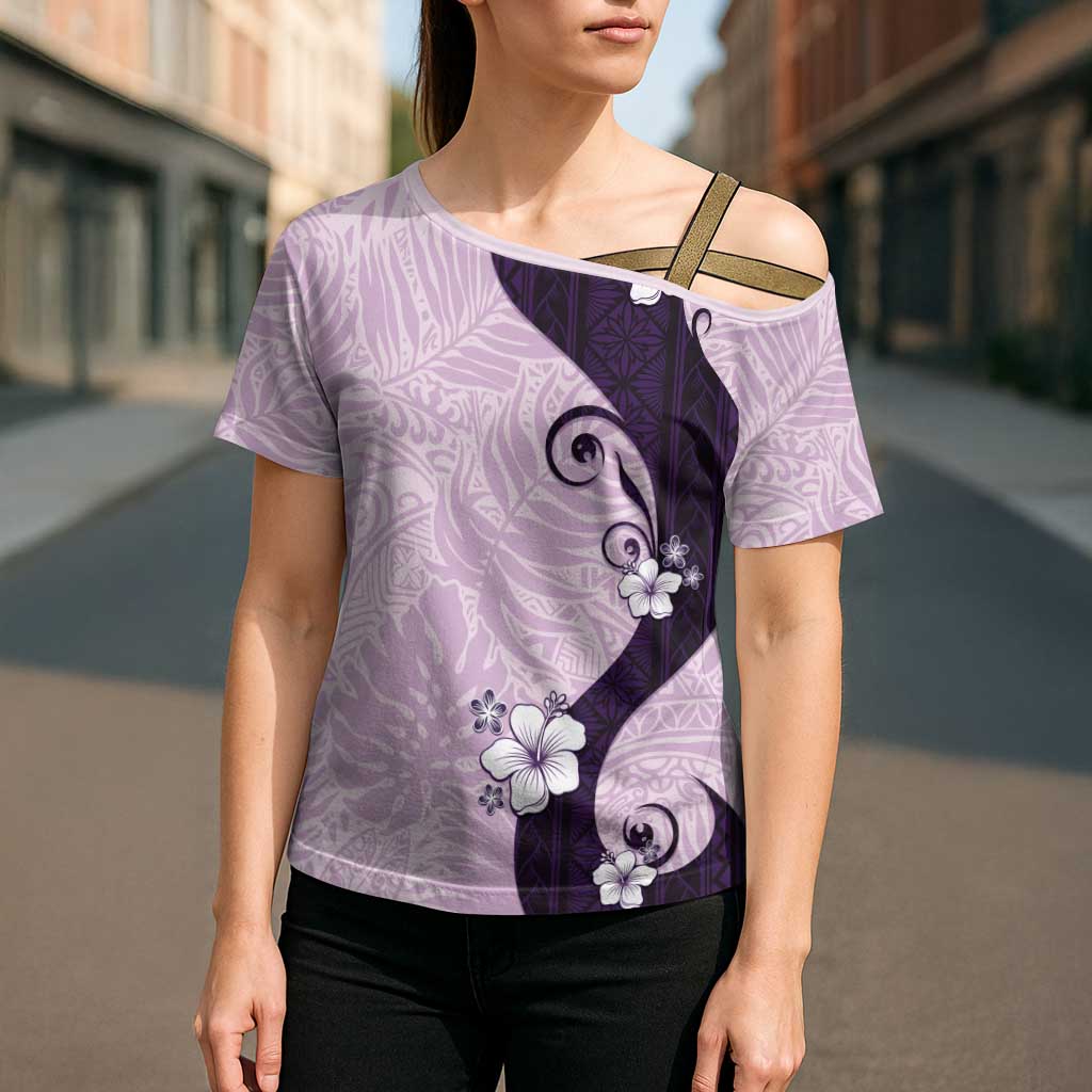 Polynesia Hibiscus Cross Shoulder Shirt Thistle Curve Motif LT05 - Polynesian Pride