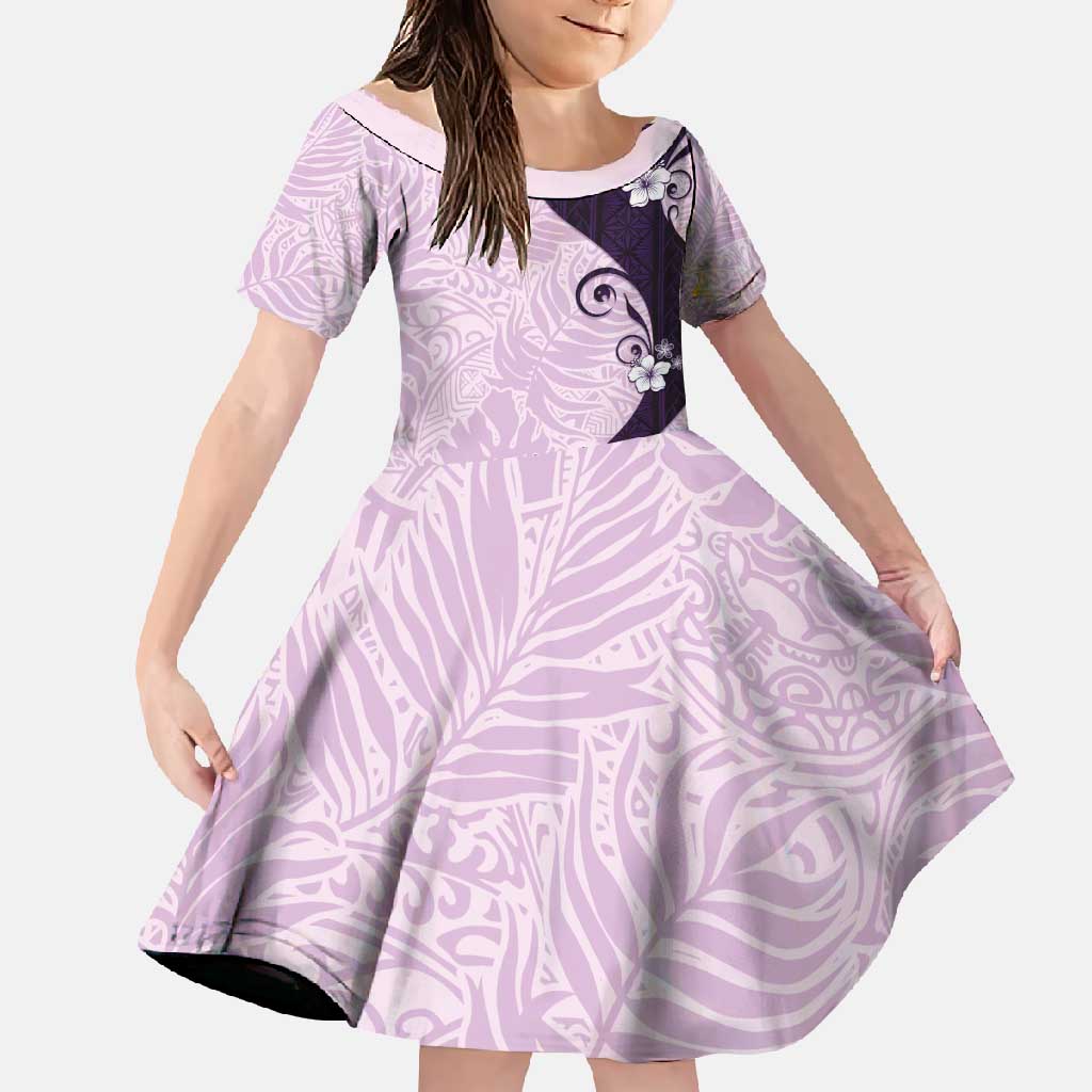 Polynesia Hibiscus Family Matching Mermaid Dress and Hawaiian Shirt Thistle Curve Motif - Polynesian Pride