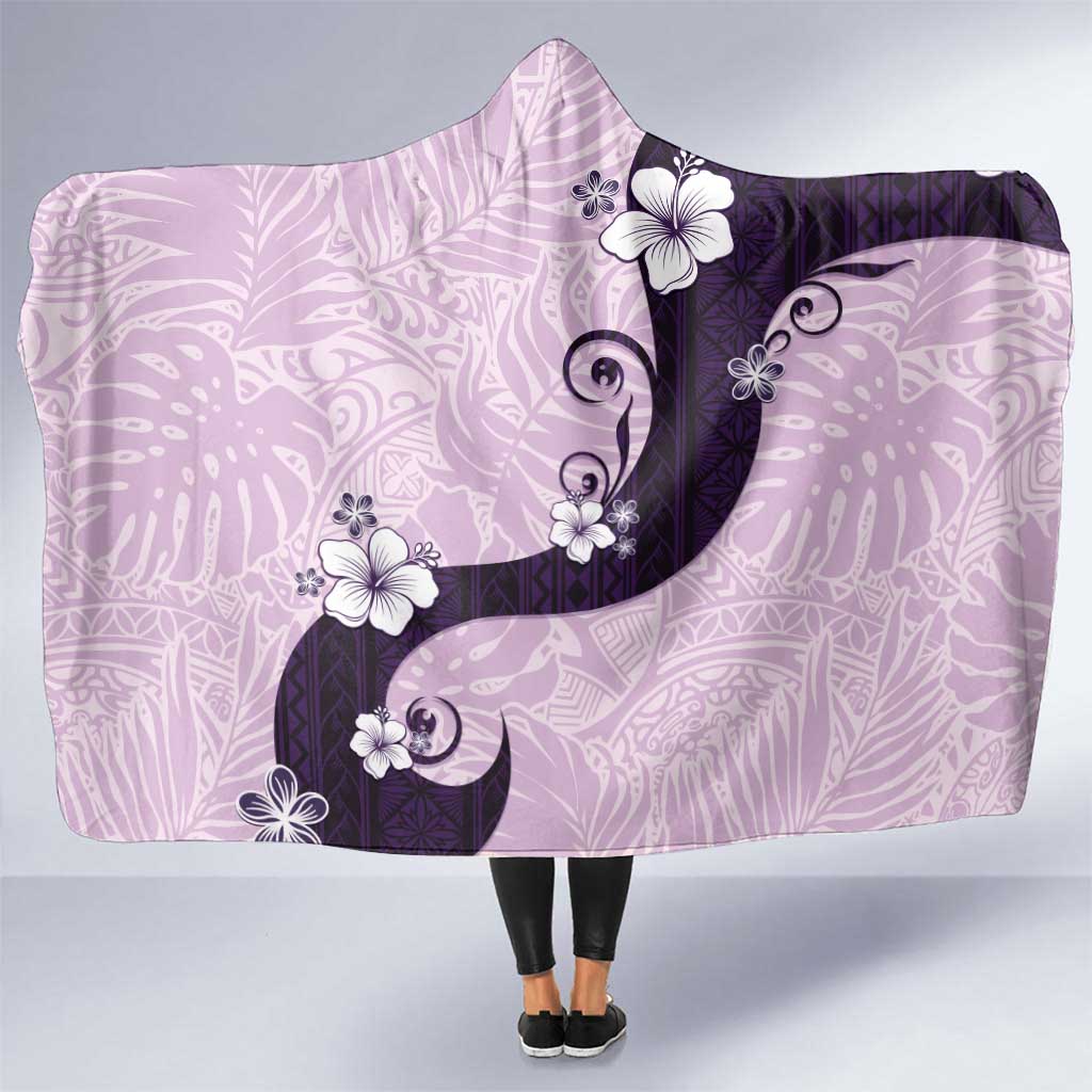 Polynesia Hibiscus Hooded Blanket Thistle Curve Motif - Polynesian Pride