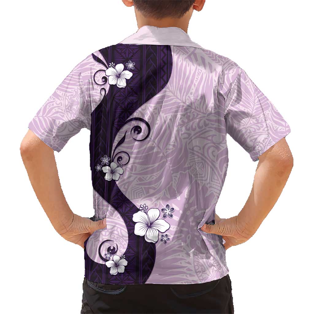 Polynesia Hibiscus Kid Hawaiian Shirt Thistle Curve Motif - Polynesian Pride
