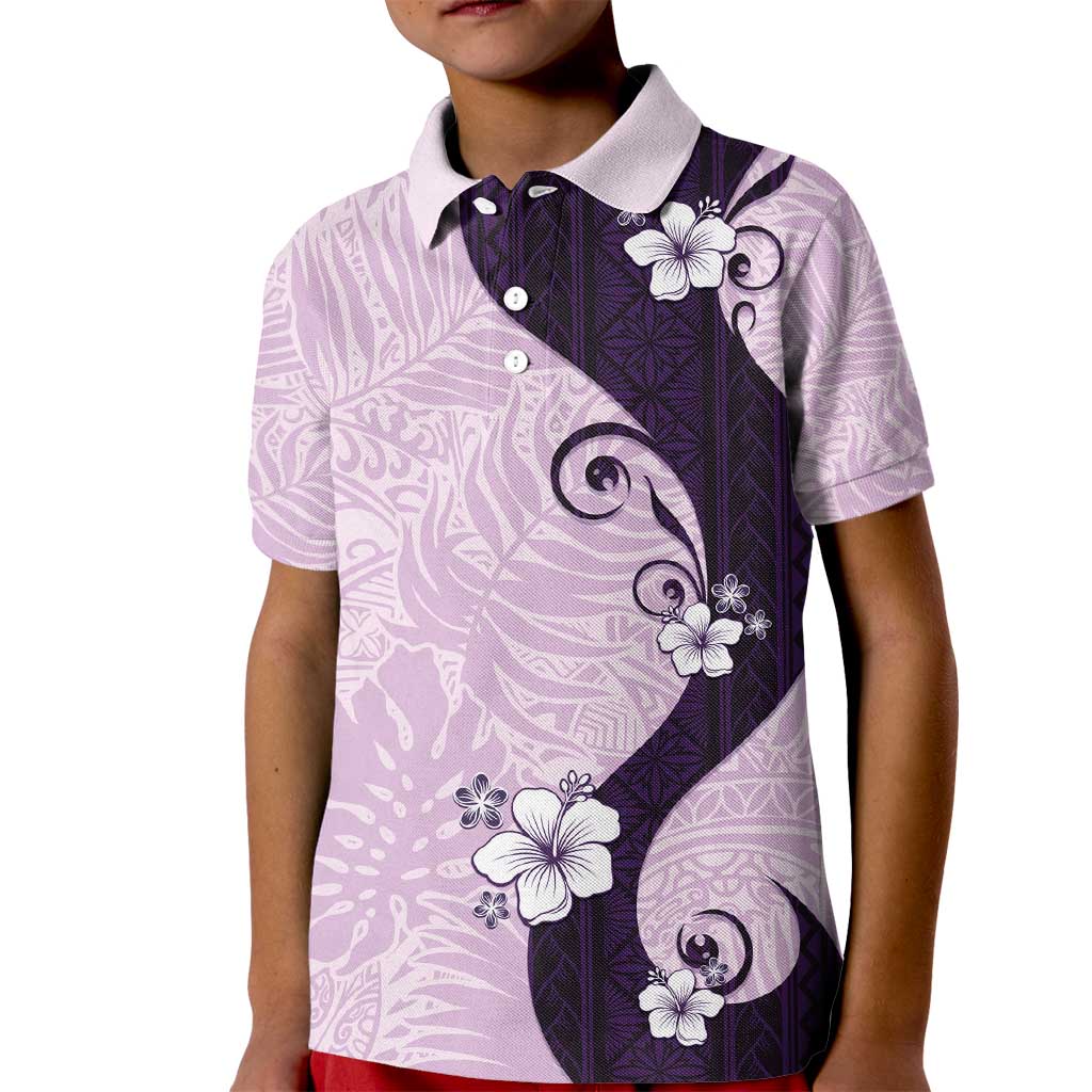 Polynesia Hibiscus Kid Polo Shirt Thistle Curve Motif - Polynesian Pride