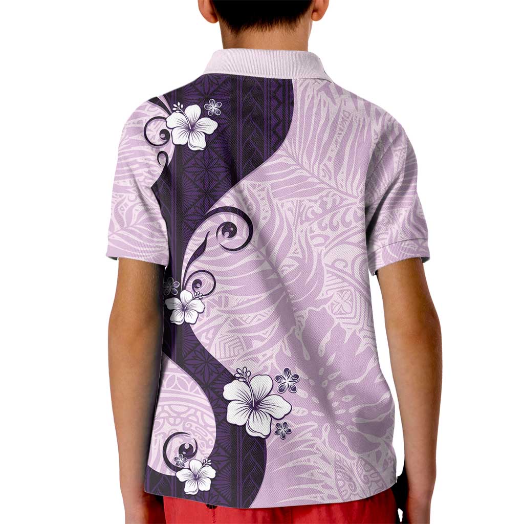 Polynesia Hibiscus Kid Polo Shirt Thistle Curve Motif - Polynesian Pride