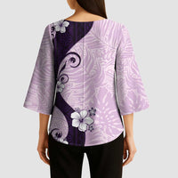 Polynesia Hibiscus Kimono Sleeve Blouse Thistle Curve Motif - Polynesian Pride