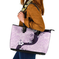 Polynesia Hibiscus Leather Tote Bag Thistle Curve Motif - Polynesian Pride