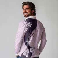 Polynesia Hibiscus Long Sleeve Polo Shirt Thistle Curve Motif LT05 - Polynesian Pride