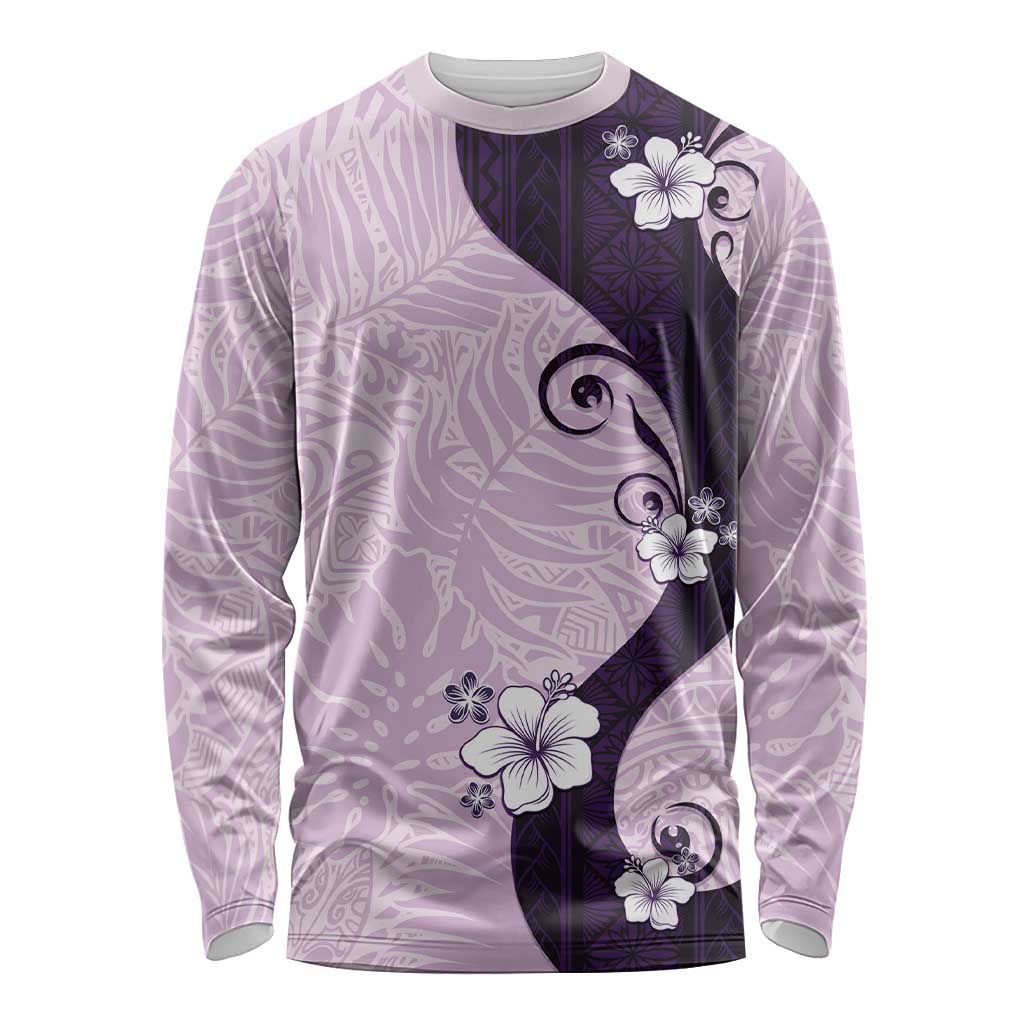 Polynesia Hibiscus Long Sleeve Shirt Thistle Curve Motif LT05 Unisex Purple - Polynesian Pride