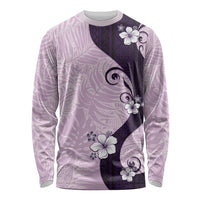 Polynesia Hibiscus Long Sleeve Shirt Thistle Curve Motif LT05 Unisex Purple - Polynesian Pride