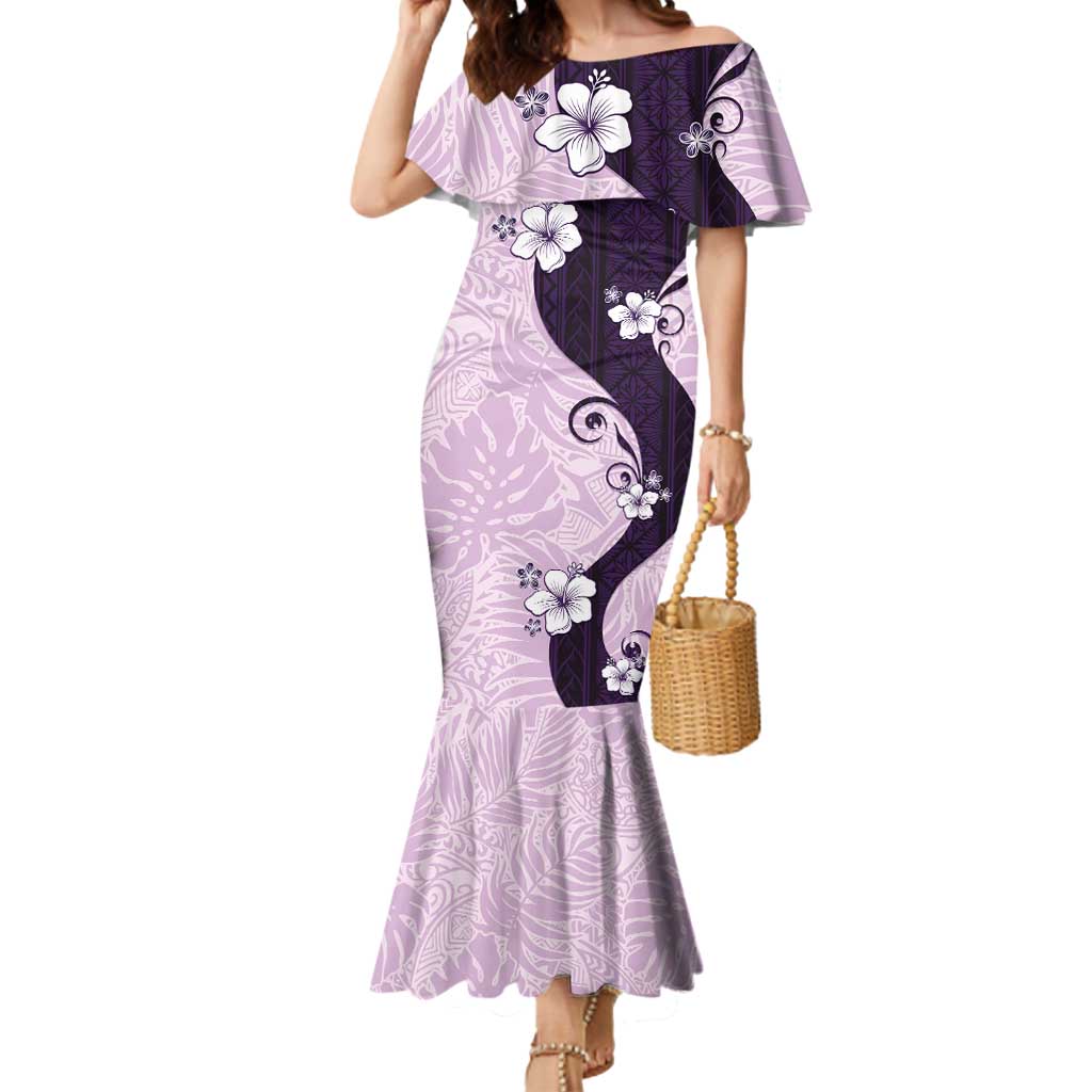 Polynesia Hibiscus Mermaid Dress Thistle Curve Motif - Polynesian Pride