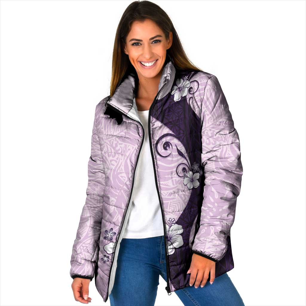 Polynesia Hibiscus Padded Jacket Thistle Curve Motif LT05 Women Purple - Polynesian Pride