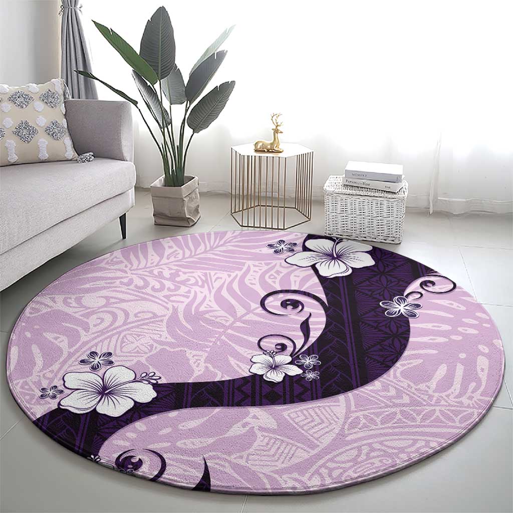 Polynesia Hibiscus Round Carpet Thistle Curve Motif - Polynesian Pride