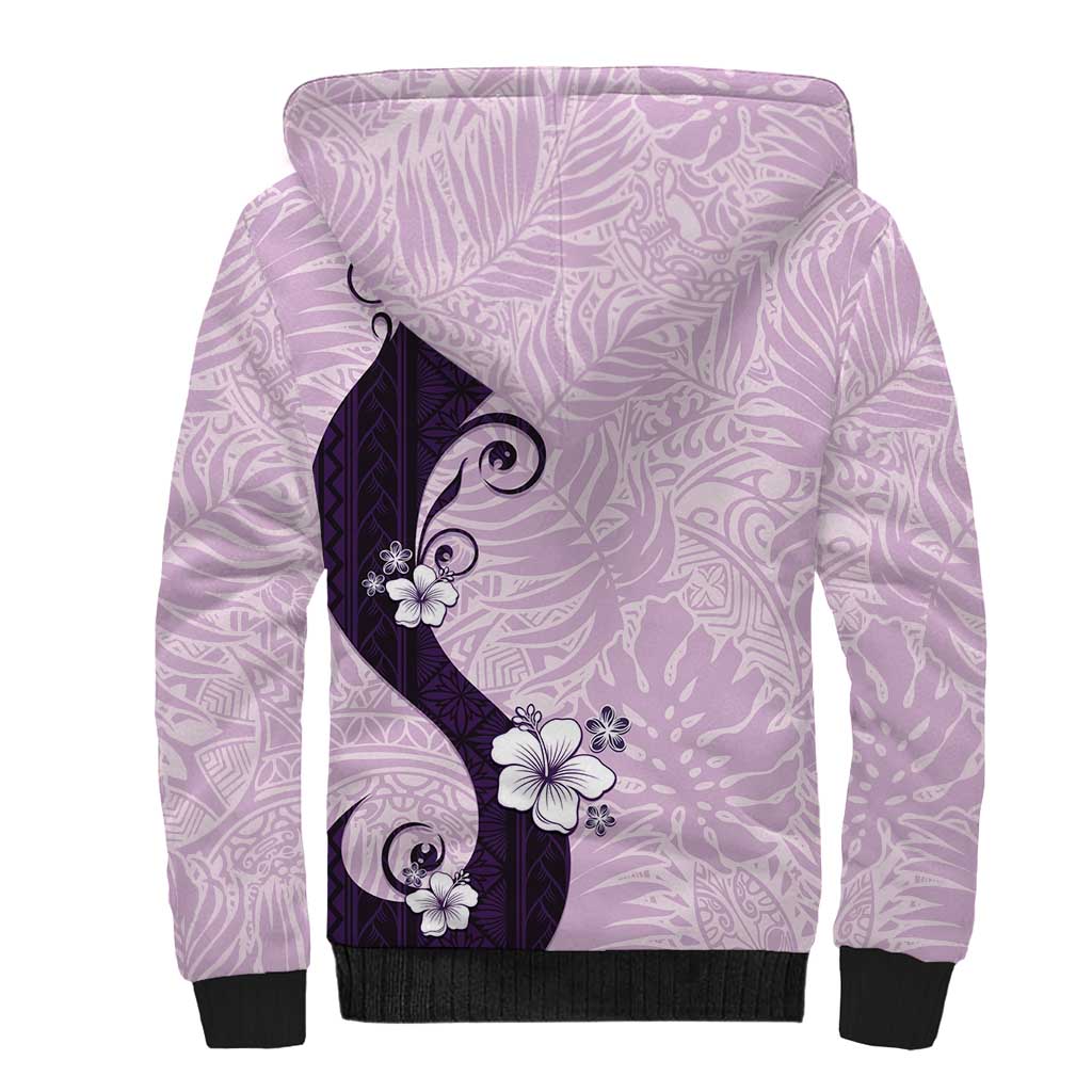 Polynesia Hibiscus Sherpa Hoodie Thistle Curve Motif LT05 - Polynesian Pride