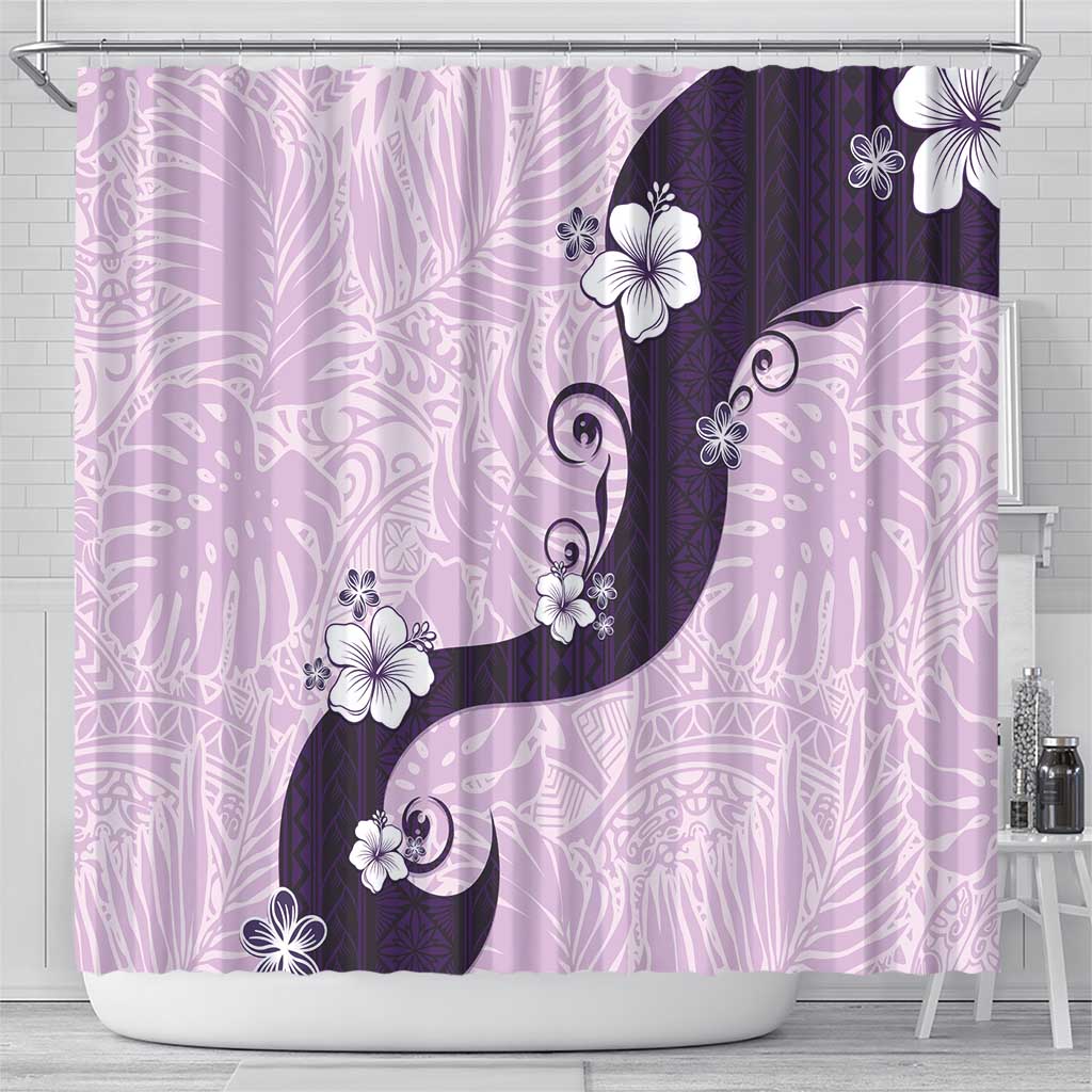 Polynesia Hibiscus Shower Curtain Thistle Curve Motif - Polynesian Pride