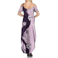 Polynesia Hibiscus Summer Maxi Dress Thistle Curve Motif - Polynesian Pride