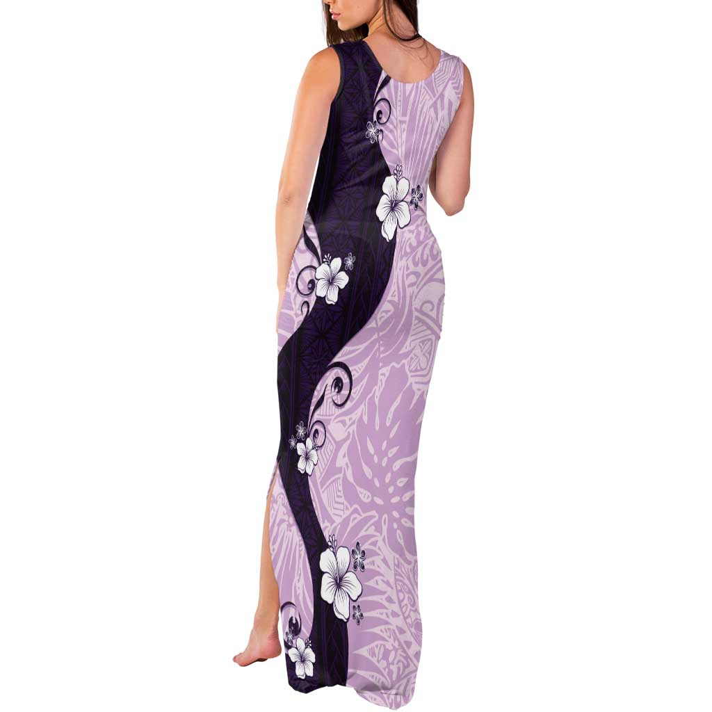Polynesia Hibiscus Tank Maxi Dress Thistle Curve Motif - Polynesian Pride