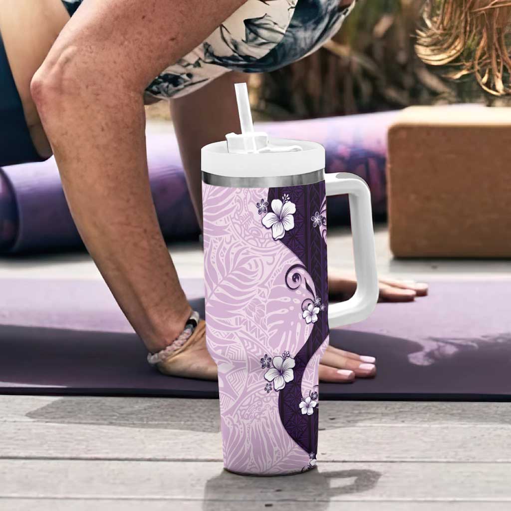 Polynesia Hibiscus Tumbler With Handle Thistle Curve Motif - Polynesian Pride