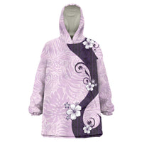 Polynesia Hibiscus Wearable Blanket Hoodie Thistle Curve Motif LT05 One Size Purple - Polynesian Pride