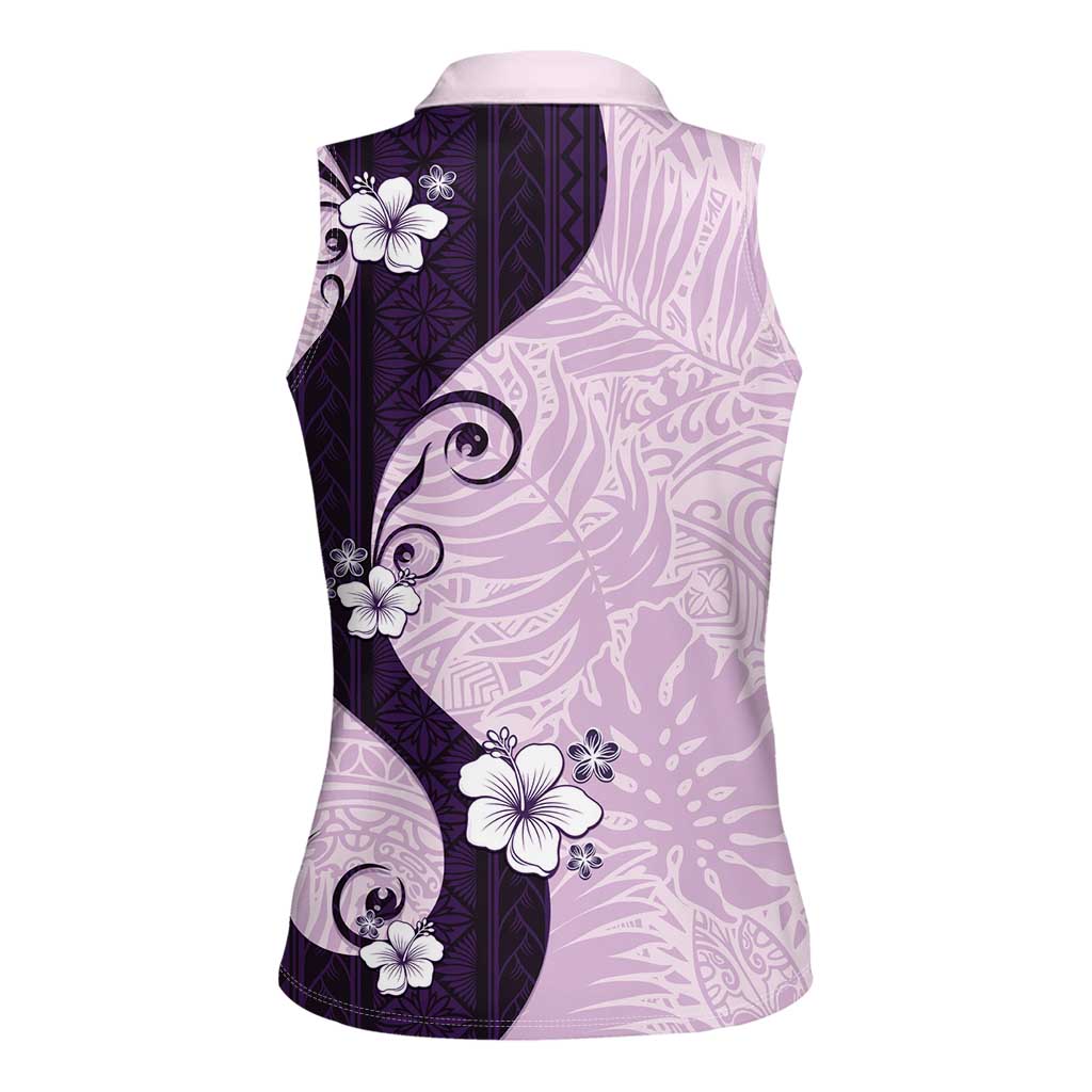 Polynesia Hibiscus Women Sleeveless Polo Shirt Thistle Curve Motif LT05 - Polynesian Pride