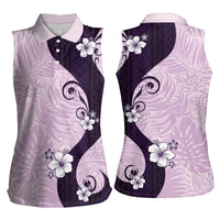 Polynesia Hibiscus Women Sleeveless Polo Shirt Thistle Curve Motif LT05 - Polynesian Pride
