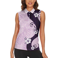 Polynesia Hibiscus Women Sleeveless Polo Shirt Thistle Curve Motif LT05 - Polynesian Pride