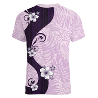 Polynesia Hibiscus Women V-Neck T-Shirt Thistle Curve Motif - Polynesian Pride