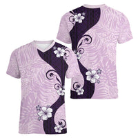 Polynesia Hibiscus Women V-Neck T-Shirt Thistle Curve Motif - Polynesian Pride
