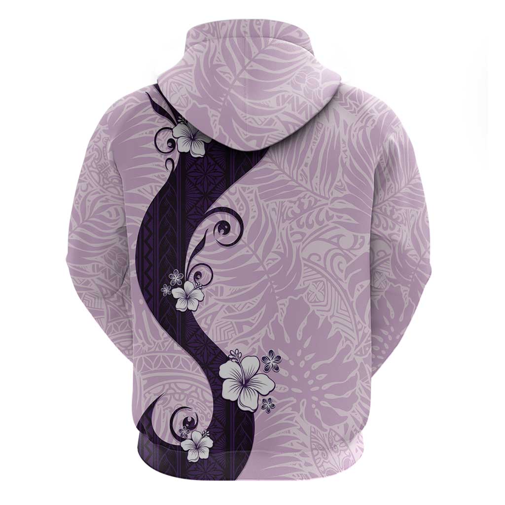 Polynesia Hibiscus Zip Hoodie Thistle Curve Motif - Polynesian Pride