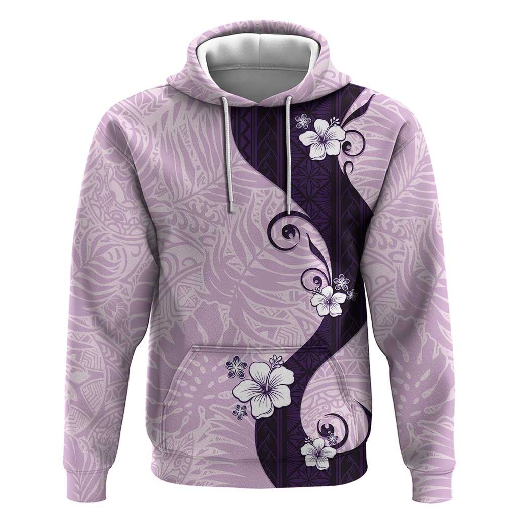 Polynesia Hibiscus Zip Hoodie Thistle Curve Motif - Polynesian Pride