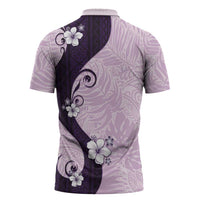 Polynesia Hibiscus Zipper Polo Shirt Thistle Curve Motif LT05 - Polynesian Pride