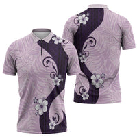 Polynesia Hibiscus Zipper Polo Shirt Thistle Curve Motif LT05 - Polynesian Pride