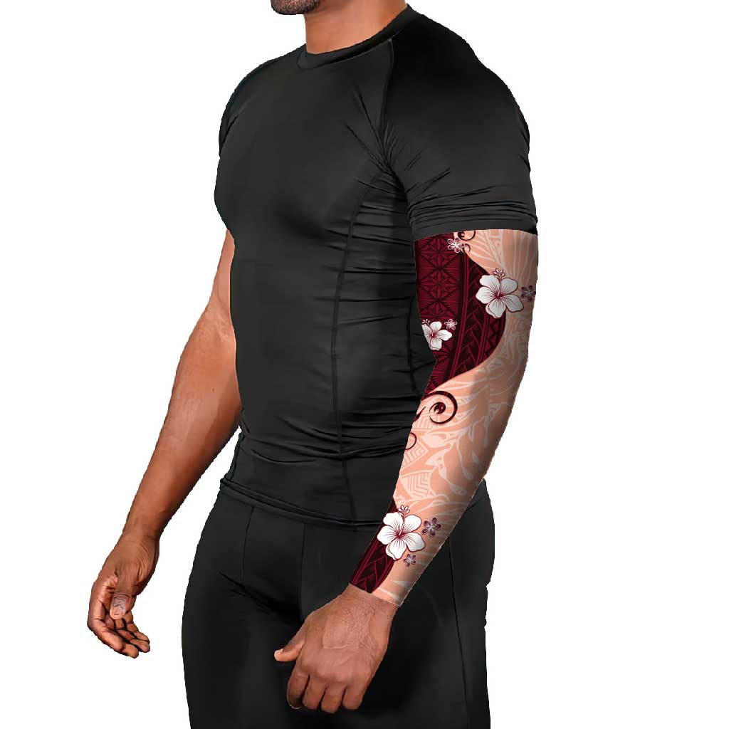 Polynesia Hibiscus Arm Sleeves Rose Bud Curve Motif - Polynesian Pride