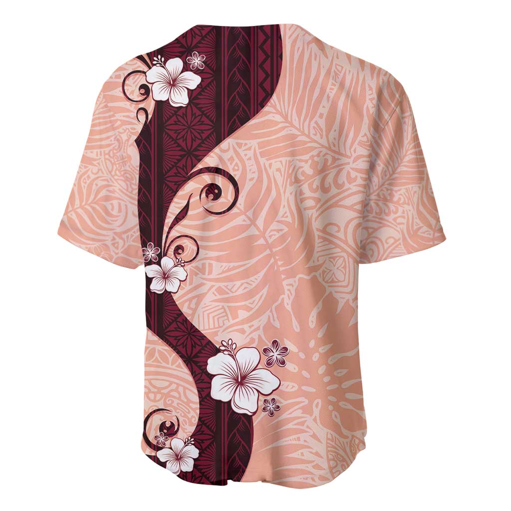 Polynesia Hibiscus Baseball Jersey Rose Bud Curve Motif - Polynesian Pride