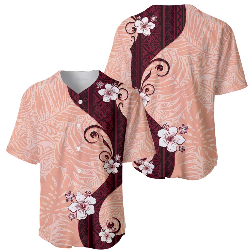 Polynesia Hibiscus Baseball Jersey Rose Bud Curve Motif - Polynesian Pride