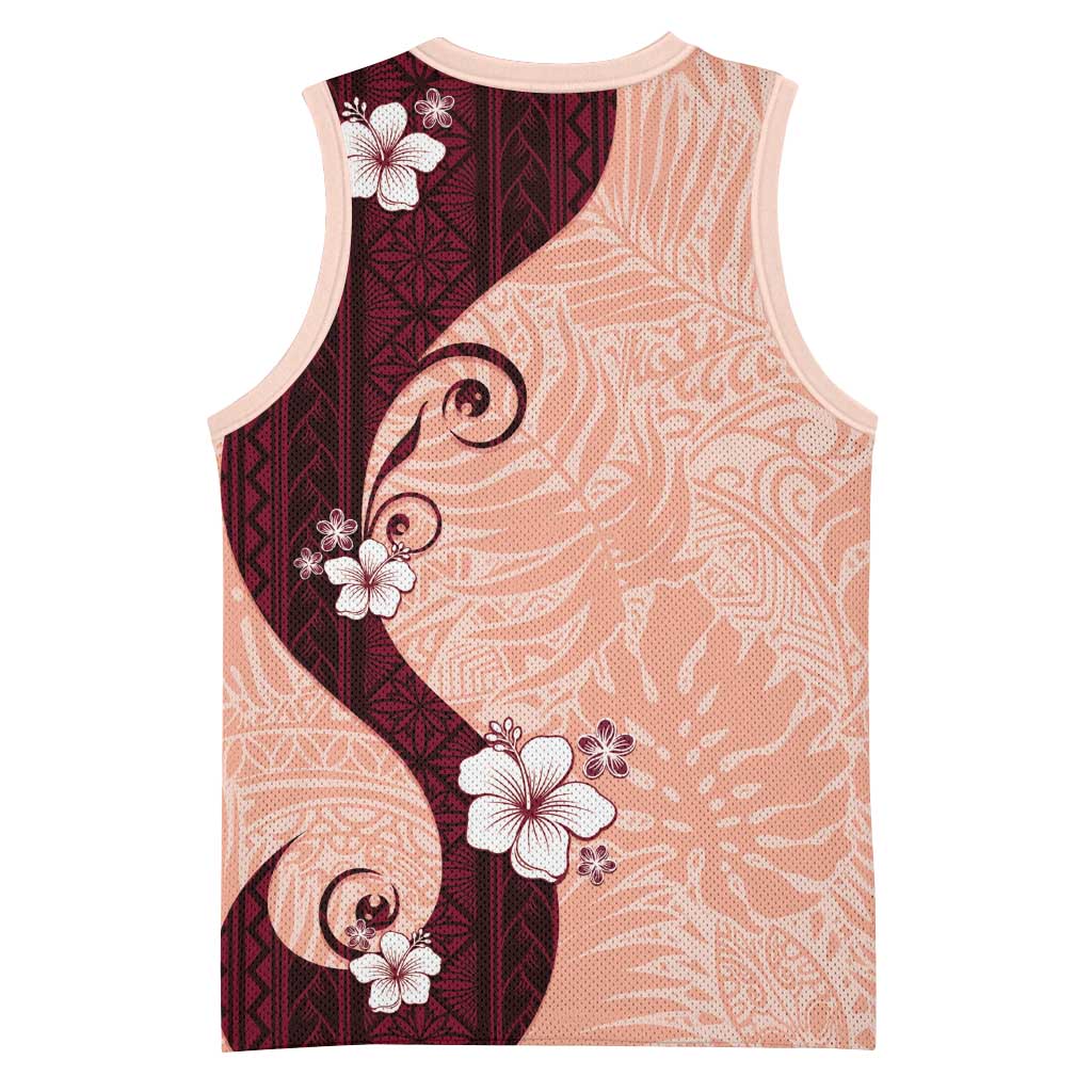 Polynesia Hibiscus Basketball Jersey Rose Bud Curve Motif LT05 - Polynesian Pride