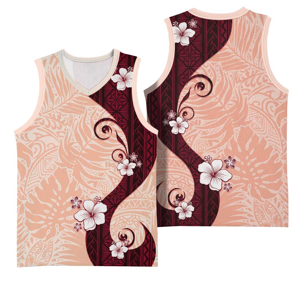 Polynesia Hibiscus Basketball Jersey Rose Bud Curve Motif LT05 - Polynesian Pride