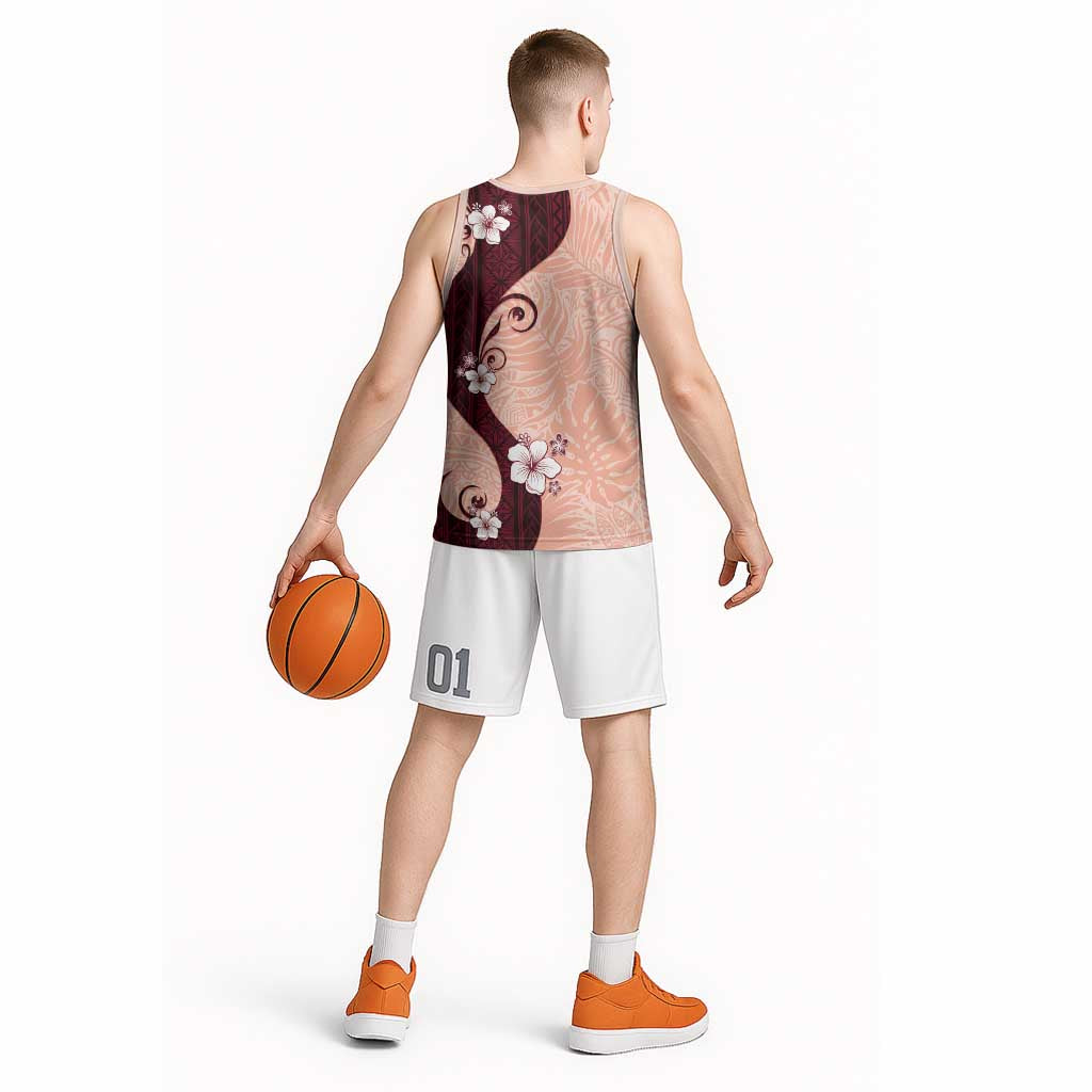 Polynesia Hibiscus Basketball Jersey Rose Bud Curve Motif LT05 - Polynesian Pride