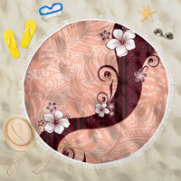 Polynesia Hibiscus Beach Blanket Rose Bud Curve Motif LT05 One Size 150cm Red - Polynesian Pride