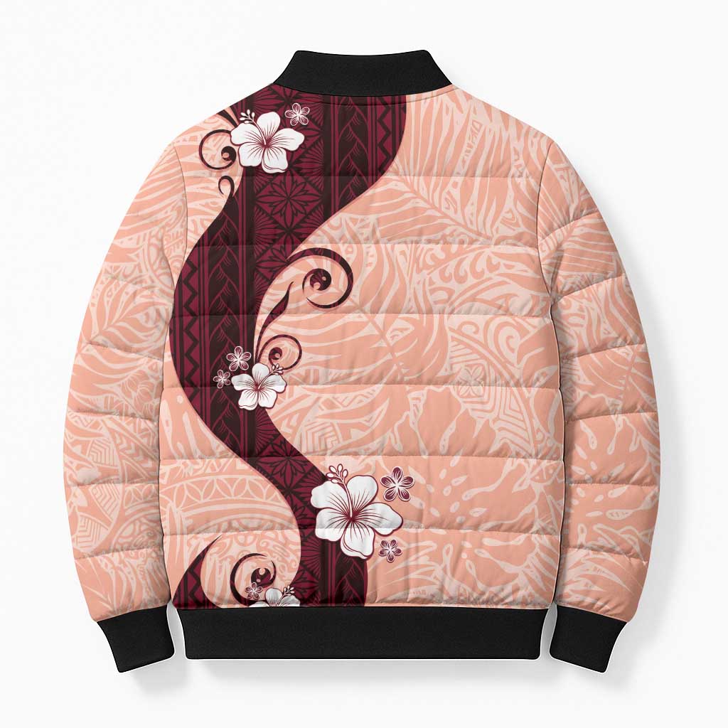 Polynesia Hibiscus Bomber Puffer Jacket Rose Bud Curve Motif LT05 - Polynesian Pride