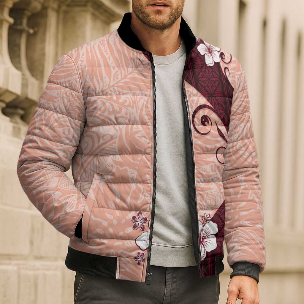 Polynesia Hibiscus Bomber Puffer Jacket Rose Bud Curve Motif LT05 - Polynesian Pride