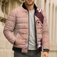 Polynesia Hibiscus Bomber Puffer Jacket Rose Bud Curve Motif LT05 - Polynesian Pride
