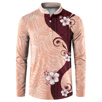Polynesia Hibiscus Button Sweatshirt Rose Bud Curve Motif LT05 Red - Polynesian Pride