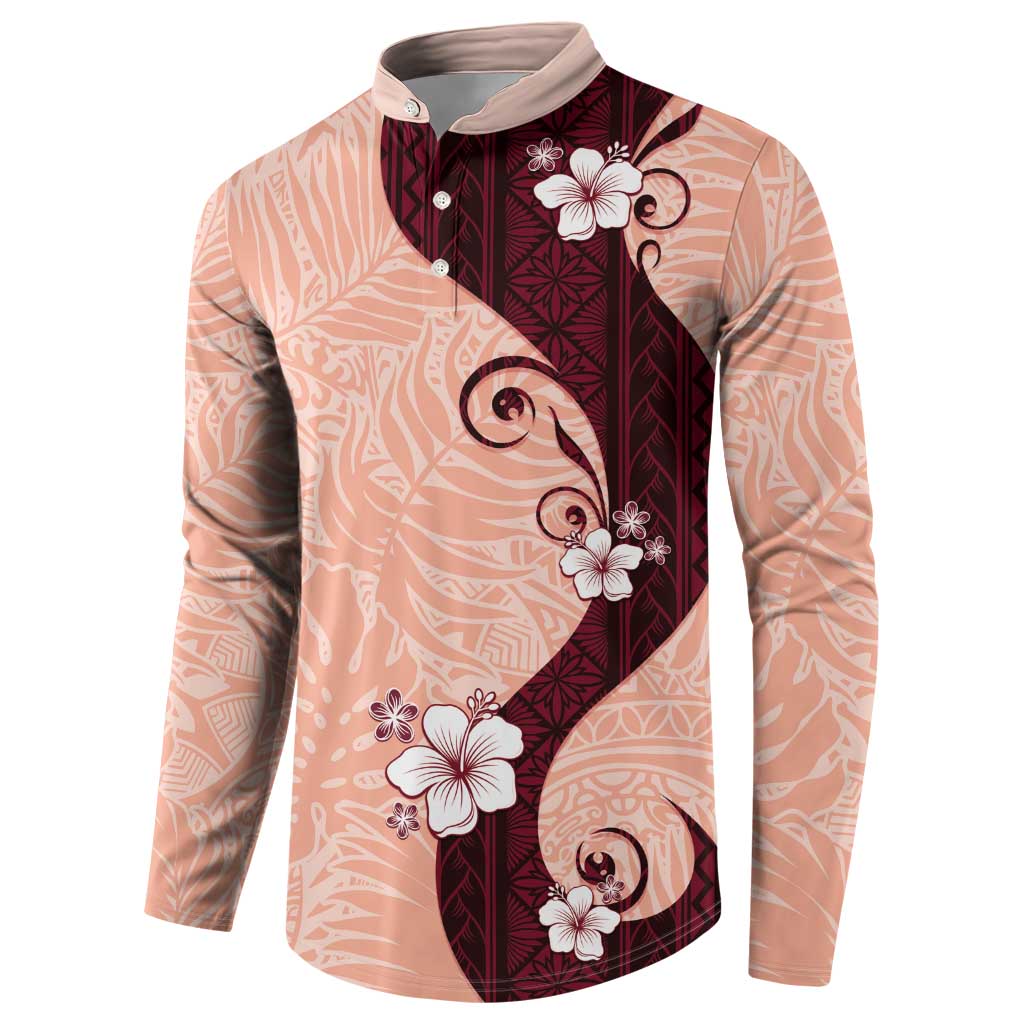 Polynesia Hibiscus Button Sweatshirt Rose Bud Curve Motif LT05 - Polynesian Pride