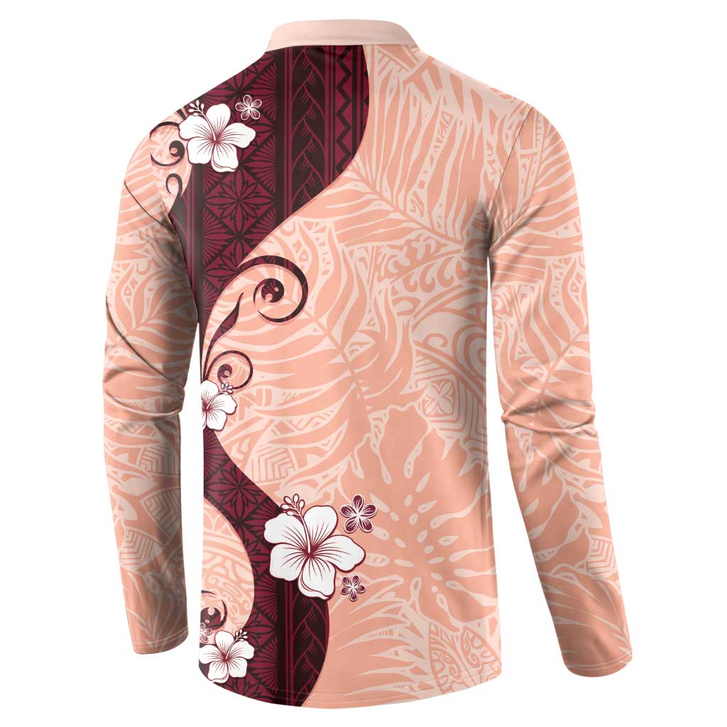 Polynesia Hibiscus Button Sweatshirt Rose Bud Curve Motif LT05 - Polynesian Pride