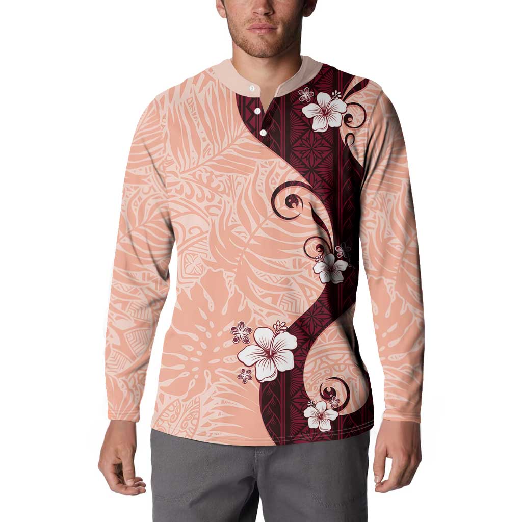 Polynesia Hibiscus Button Sweatshirt Rose Bud Curve Motif LT05 - Polynesian Pride