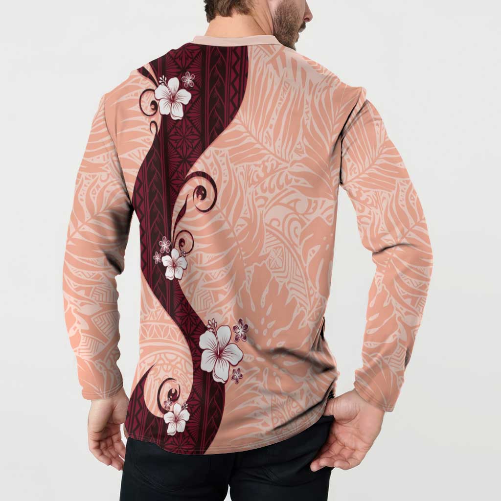 Polynesia Hibiscus Button Sweatshirt Rose Bud Curve Motif LT05 - Polynesian Pride