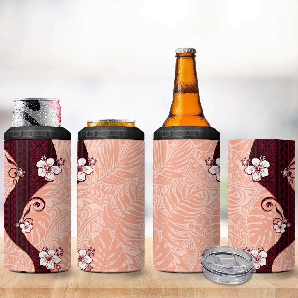 Polynesia Hibiscus 4 in 1 Can Cooler Tumbler Rose Bud Curve Motif LT05 - Polynesian Pride