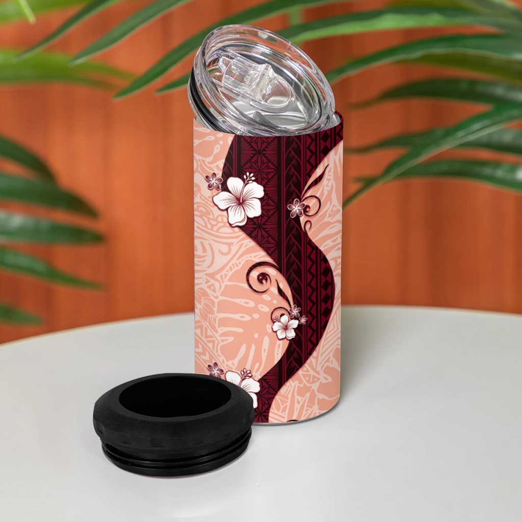 Polynesia Hibiscus 4 in 1 Can Cooler Tumbler Rose Bud Curve Motif LT05 - Polynesian Pride
